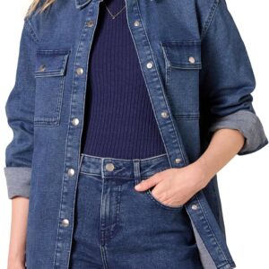 Amazon Essentials Women's Oversized-Fit Heavyweight Denim Shirt Jacket