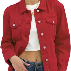 Argstar Denim Jacket for Women Button Up Long Sleeve with Pockets (Available in Inner Pockets)