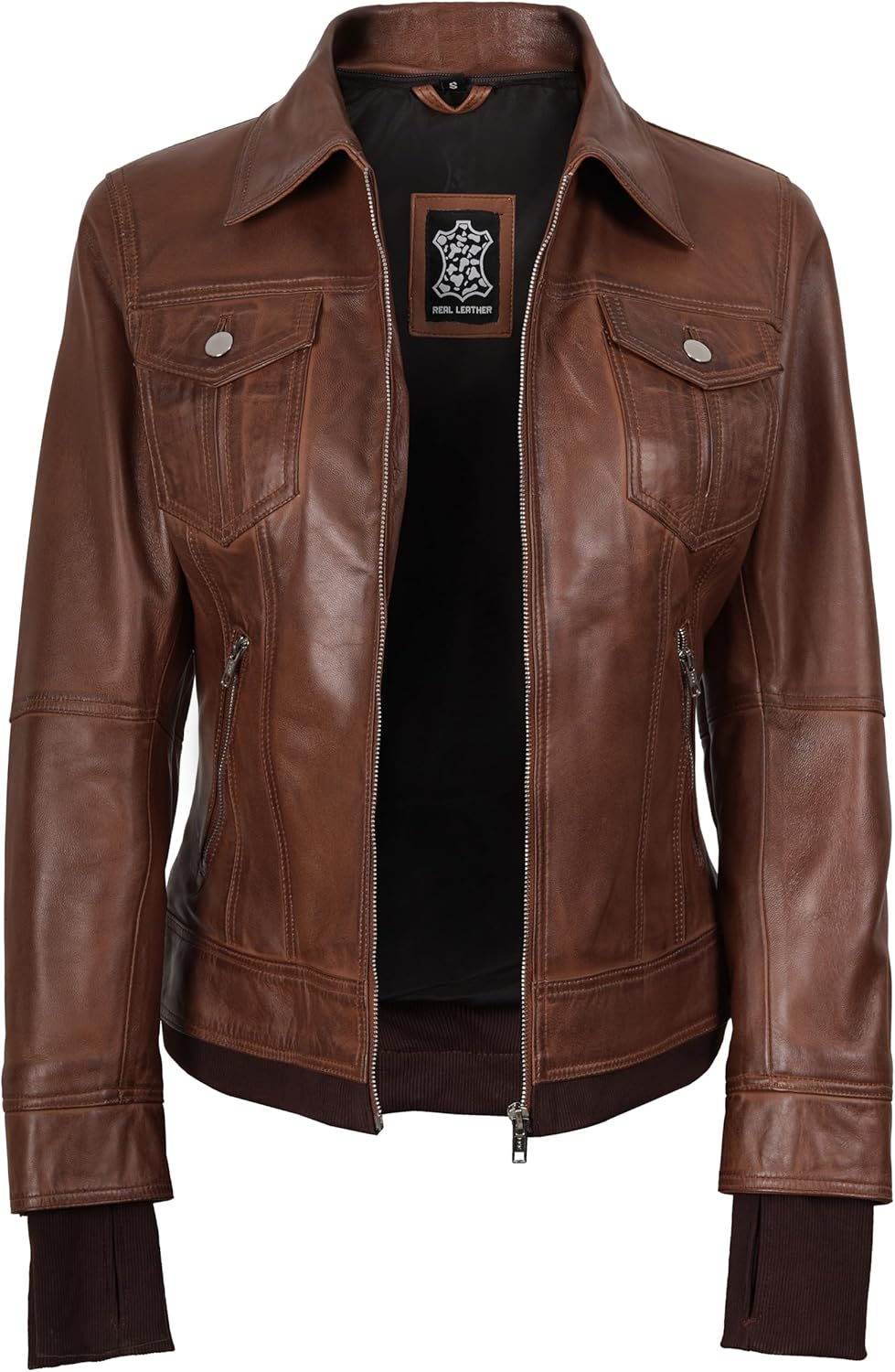 Blingsoul Leather Bomber Jacket Women - Real Lambskin Womens Leather Jackets with Removable Hood - Image 2