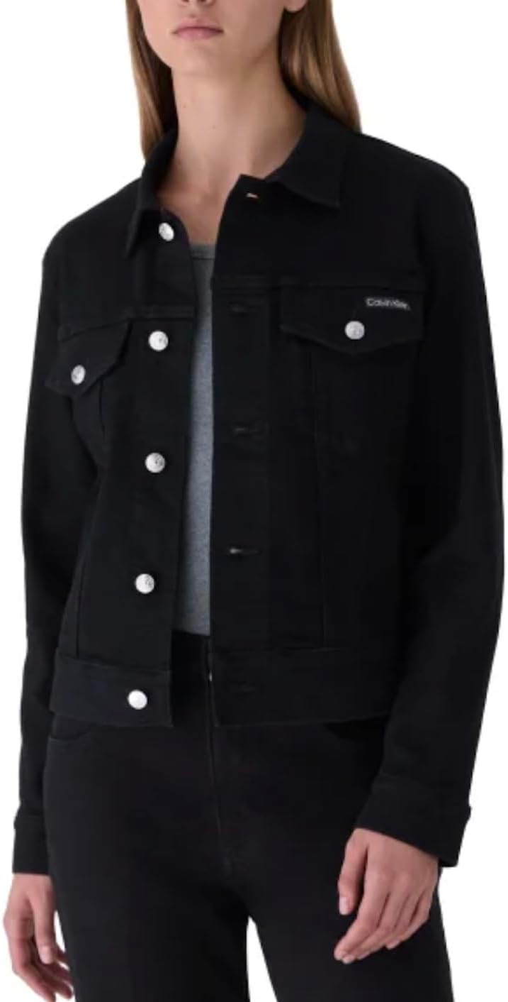 Calvin Klein Women's Long Sleeve Button Up Denim Classic Trucker Jacket - Image 4