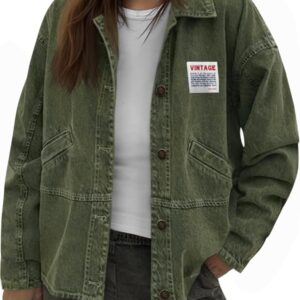Cicy Bell Womens Oversized Denim Jackets Boyfriends Button Down Utility Jean Jackets Vintage Y2k Fall Coat