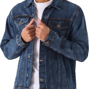 Denim Jacket Men - Casual Vintage Regular Fit Button Down Trucker Style \u2013 Mens Jean Jackets Stylish Everyday Outerwear