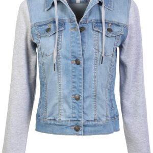 Design by Olivia Women's Classic Casual Hooded Denim Jacket