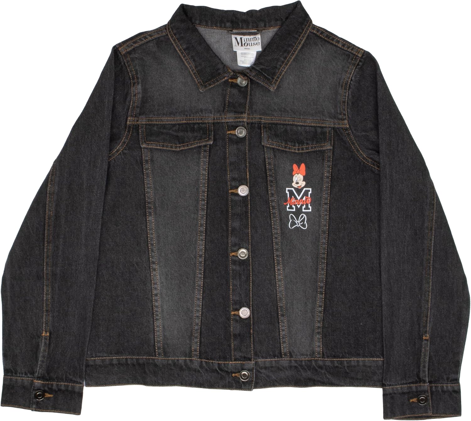 Disney Lilo & Stitch Minnie Mouse Girl's Button Up Jean Jacket - Fashion Denim Jacket Character Graphics for Kids