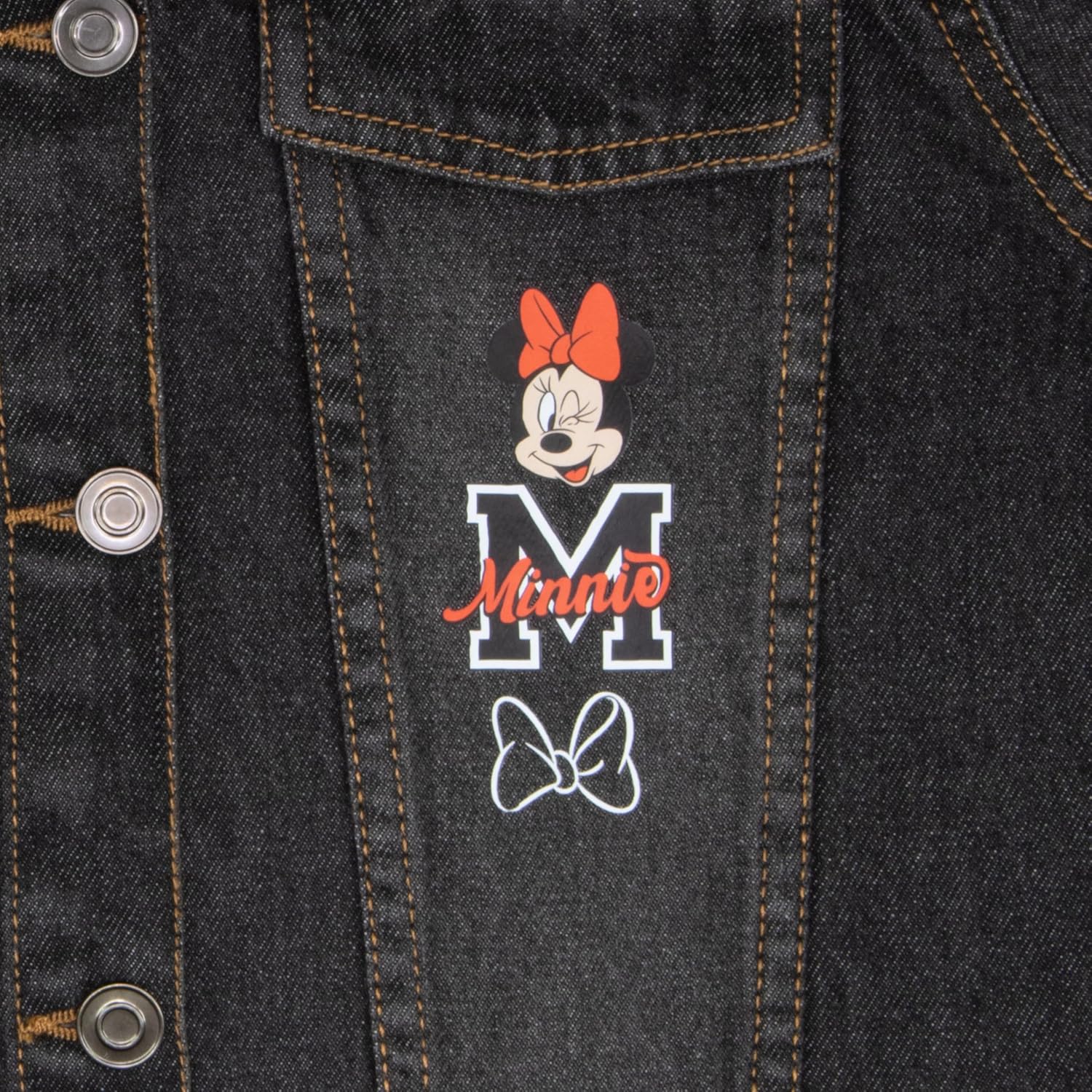 Disney Lilo & Stitch Minnie Mouse Girl's Button Up Jean Jacket - Fashion Denim Jacket Character Graphics for Kids - Image 3