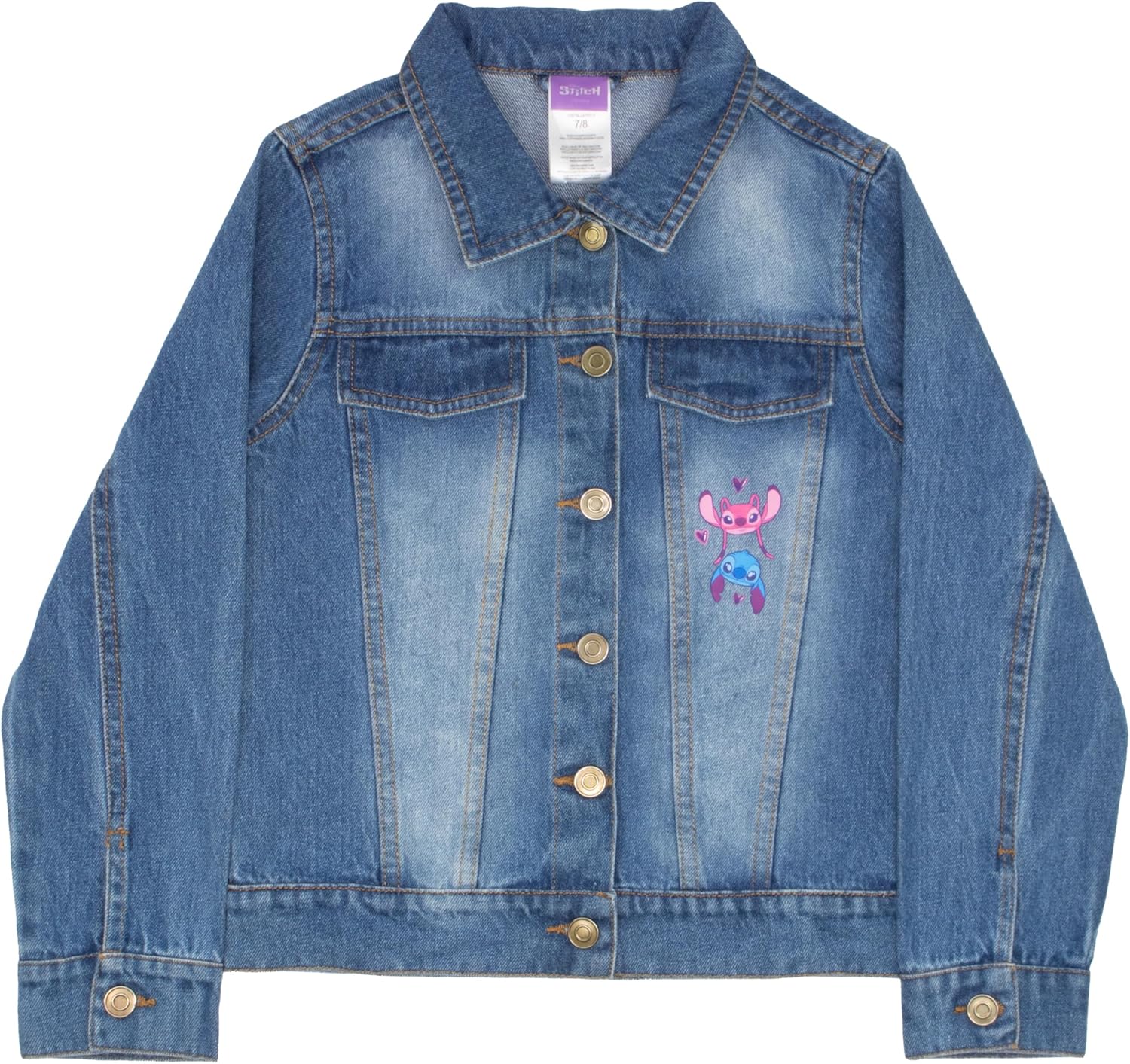 Disney Lilo & Stitch Minnie Mouse Girl's Button Up Jean Jacket - Fashion Denim Jacket Character Graphics for Kids - Image 8