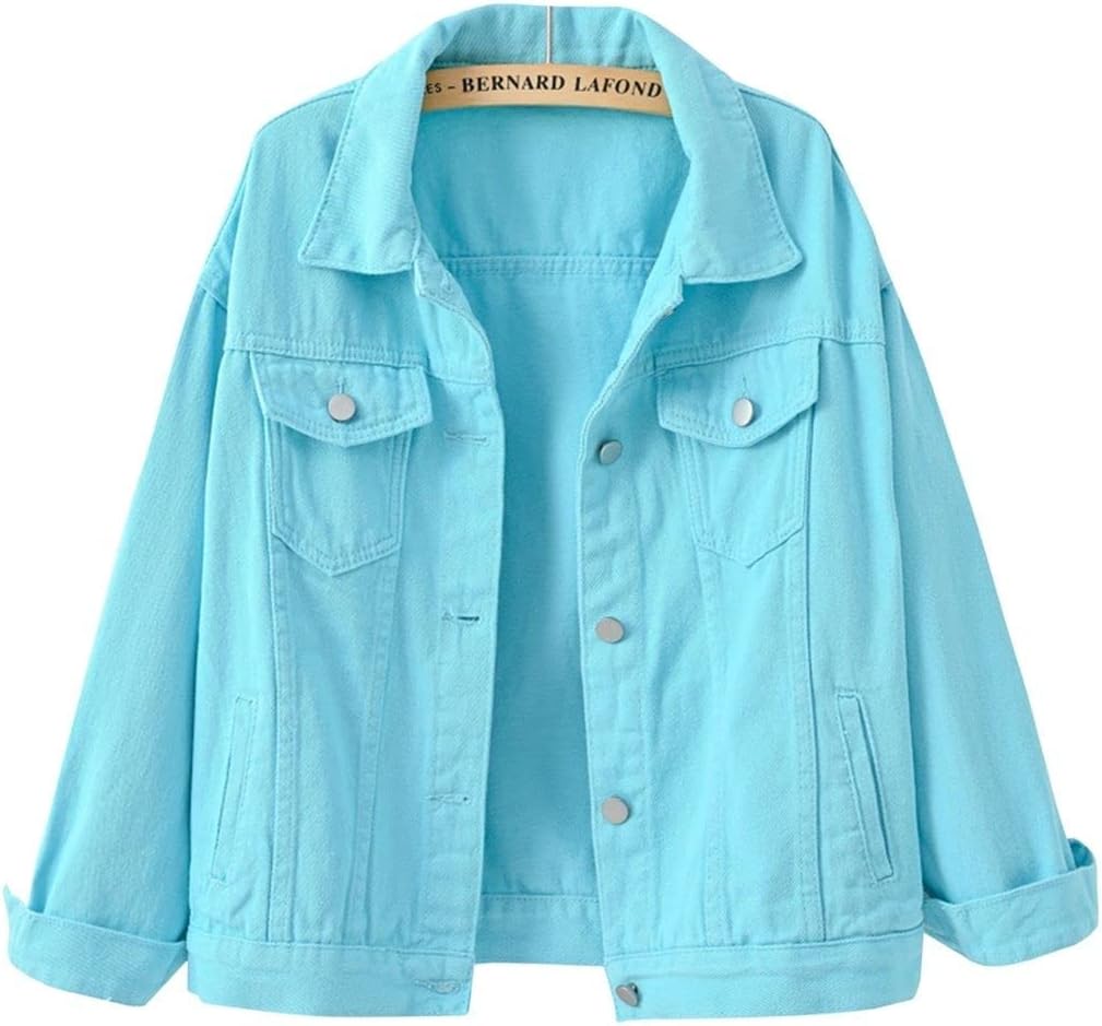 ebossy Women's Candy Color Denim Jacket Relaxed Fit Casual Jean Trucker Jacket - Image 12