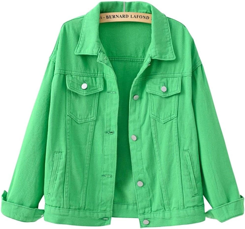 ebossy Women's Candy Color Denim Jacket Relaxed Fit Casual Jean Trucker Jacket - Image 7