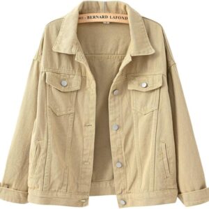 ebossy Women's Candy Color Denim Jacket Relaxed Fit Casual Jean Trucker Jacket