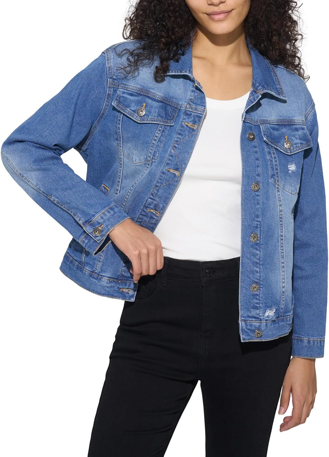 HISEA Denim Jacket for Women, Womens Jean Jackets with Long Sleeves, Women's Basic Trucker Coat with Snap for Fall, Black