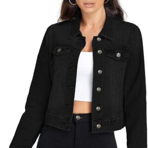 Hybrid & Company Women's Long Sleeve Denim Jackets Basic Button Down Jean Jacket with Pockets
