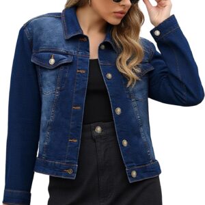 Jean Jacket Women - 100% Cotton Denim Jacket for Women in Regular & Plus Sizes Waist Adjuster - Nashville outfits for women