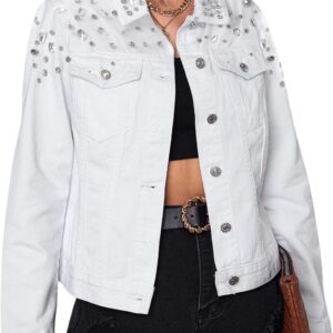 Kedera Jean Jacket Women Trendy 2025 Embellished Button Down Vintage Western Trucker Jacket Spring Coat Outfits