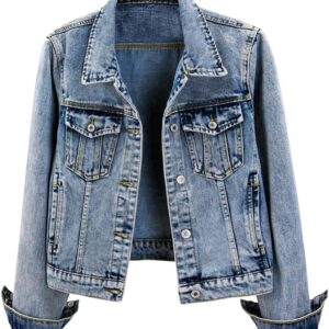 Kedera Womens Basic Button Down Vintage Black Long Sleeves Denim Jean Jacket Jacket for Women
