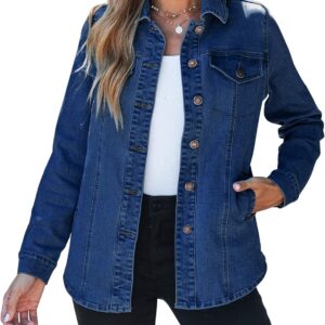 luvamia 2025 Jean Jackets for Women Fashion Denim Jacket Western Oversized Shacket Jacket Button Up with Pockets