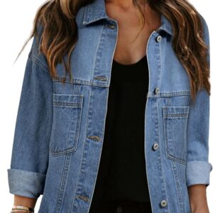 Sidefeel Women's Denim Jackets Casual Long Sleeve 2025 Spring Outfits Zimbaplatinum Jean Jacket