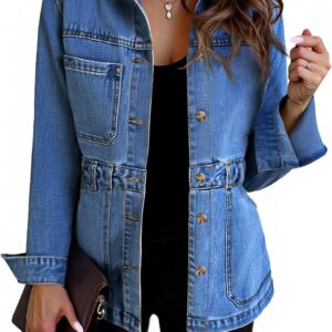 Tankaneo Denim Jacket for Women Distressed Jean Jacket Button Down Oversized Shacket with Pockets 2025