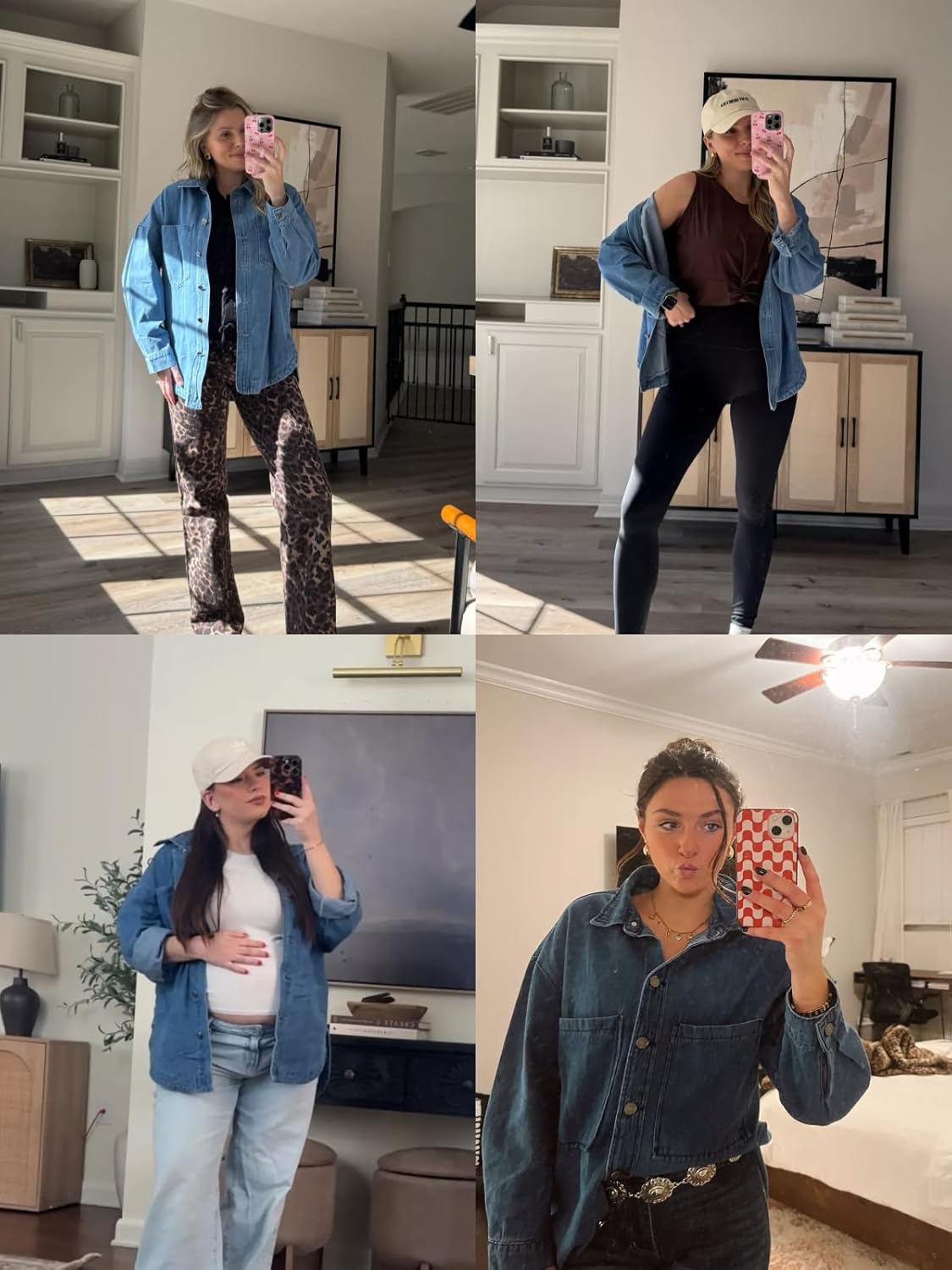 Tankaneo Womens Oversized Denim Shirt Jacket Button Down Long Sleeve Fall Casual Jean Shackets - Image 2