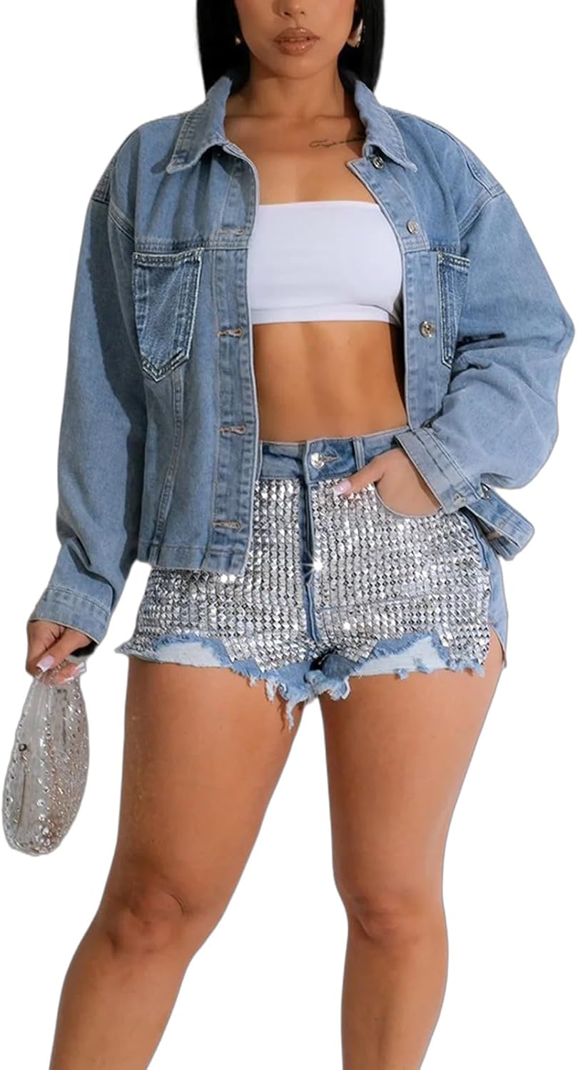 TodTan Jean Jacket Women Distressed Ripped - Casual Long Sleeve Fall Denim Jacket Coat - Image 10