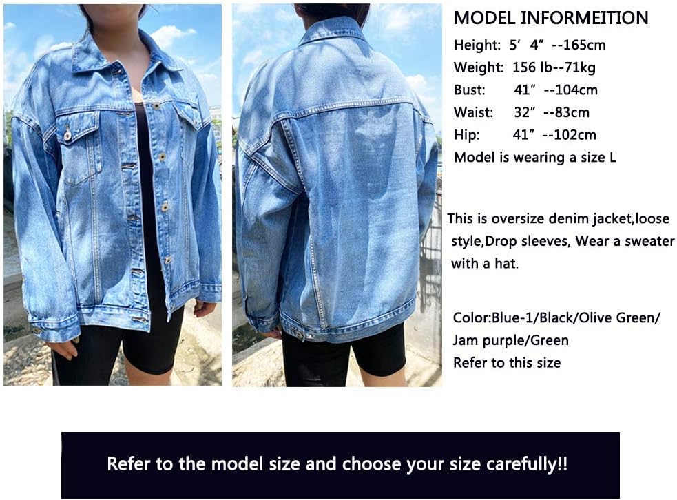 Tsher Women's Oversize Vintage Washed Denim Jacket Long Sleeve Classic Loose Jean Trucker Jacket D003 - Image 6