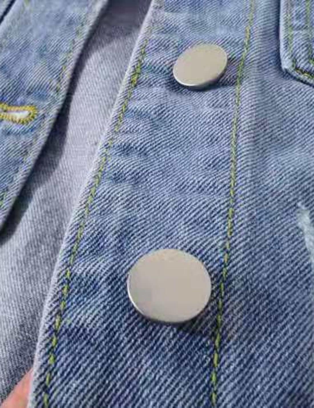 Unilexi Women's 3\/4 Sleeve Colored Cropped Denim Jacket Light Wash Short Jean Jacket Trucker Coat - Image 6