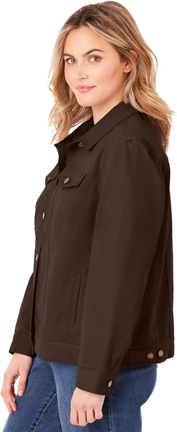 Woman Within Plus Size Stretch Denim Jacket Cropped Jean Jacket - Image 3