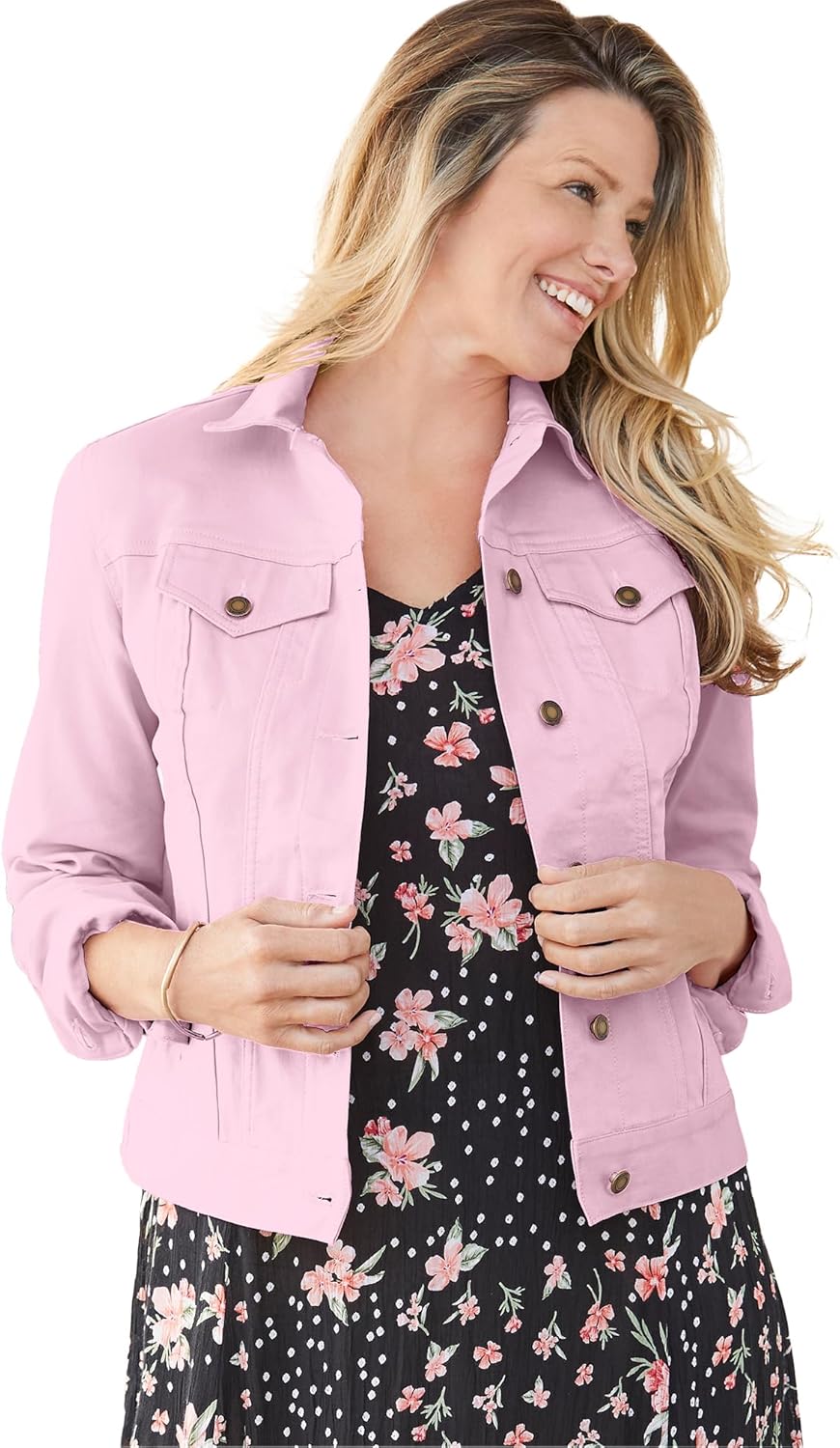 Woman Within Plus Size Stretch Denim Jacket Cropped Jean Jacket - Image 17