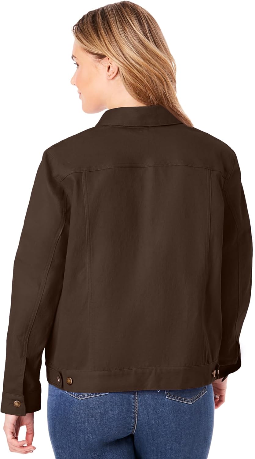 Woman Within Plus Size Stretch Denim Jacket Cropped Jean Jacket - Image 2