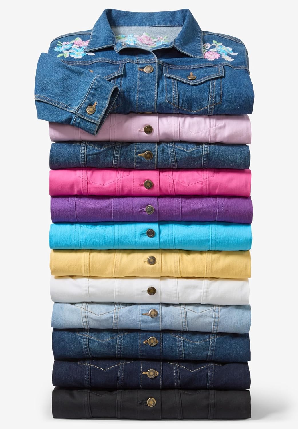 Woman Within Plus Size Stretch Denim Jacket Cropped Jean Jacket - Image 4