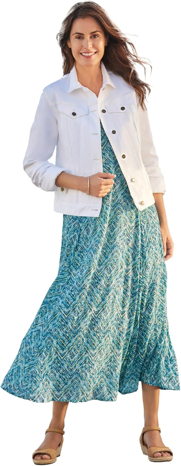 Woman Within Plus Size Stretch Denim Jacket Cropped Jean Jacket - Image 16