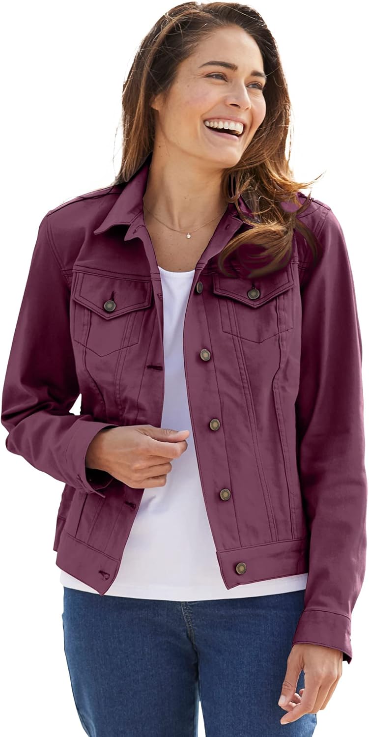 Woman Within Plus Size Stretch Denim Jacket Cropped Jean Jacket - Image 6