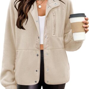 Zeagoo Women's Cozy Fleece Jacket Western Aztec Print Snap Button Down Coat with Pockets Casual Warm Outwear 2025